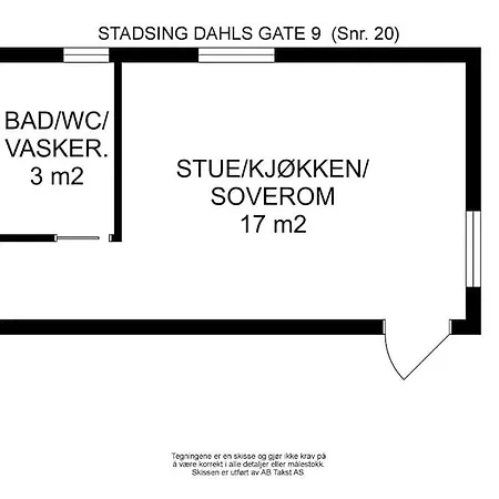 Leilighet, 1 Roms Stadsing Dahls Gate 9,
